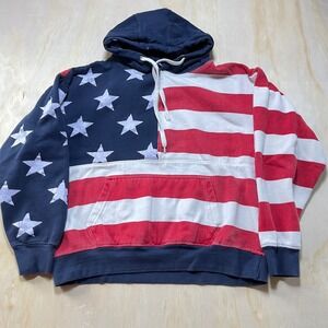 DIMCO Apparel American Flag Hoodie Patriotic Stars Stripes Pullover Size L